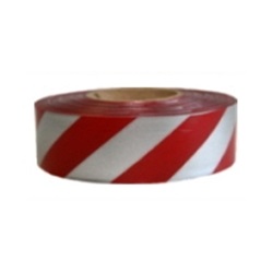 Presco Patterned Surveyors Roll Flagging - Striped - Red/Reflective Silver SRREF