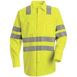 Red Kap Hi-Visibility ANSI Class 3 Work Shirt - Long Sleeve - Fluorescent Yellow/Green SS14AB