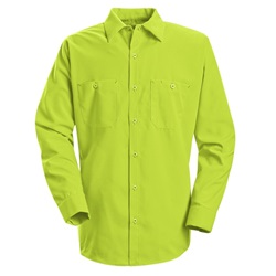 Red Kap Enhanced Visibility Work Shirt - Long Sleeve - Fluorescent Yellow/Green SS14YE