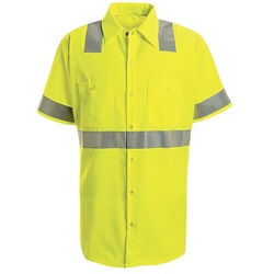 Red Kap Hi-Visibility ANSI Class 2 Work Shirt - Short Sleeve - Fluorescent Yellow/Green SS24HV