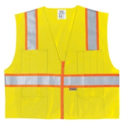 MCR Safety Lime Surveyor Vest with Reflective Stripes SURVL