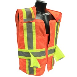 Class 2 Breakaway Expandable Two Tone Vest - Orange Mesh SV24-2ZOM