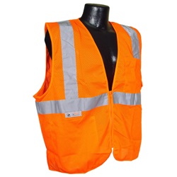 Radwear Class 2 Orange Mesh Economy Vest with Zipper Closure SV2ZOM