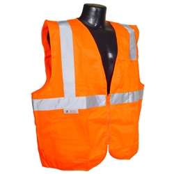 Radwear Class 2 Orange Solid Economy Vest with Zipper Closure SV2ZOS