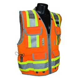 Radians SV55 Heavy Woven Two-Tone Engineer Vest - Solid-Mesh - Zipper Closure - Class 2 - Orange SV55-2ZOD