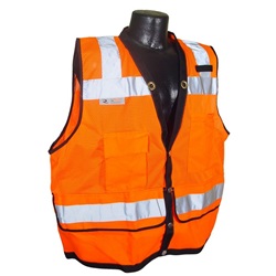 Radwear Class 2 Heavy Duty Contractor Surveyors Vest with Large Back Plan Pocket- Orange SV59-2ZOD