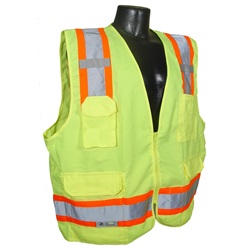 Radians SV62-2ZGT Class 2 Solid Twill Heavy Duty Surveyor Safety Vest - Yellow/Lime SV62-2ZGT
