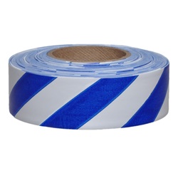 Presco Patterned Surveyors Roll Flagging - Striped - White/Blue SWB