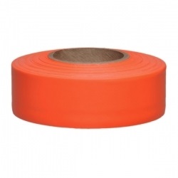 Presco Taffeta Surveyors Roll Flagging 12 Rolls - 1-3/16 inch - Orange Glo TFOG