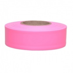 Presco Taffeta Surveyors Roll Flagging 12 Rolls - 1-3/16 inch - Pink Glo TFPG