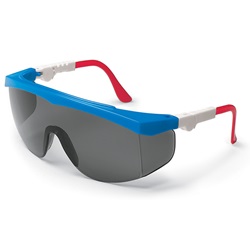 Crews Tomahawk Safety Glasses - Red/White/Blue Frame - Gray Lens TK132