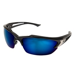 Khor Polarized Safety Sunglasses Black Frame with Aqua Precision Blue Mirror Lenses TSDKAP218
