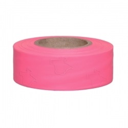 Presco Texas Surveyors Roll Flagging 12 Rolls - 1-3/16 inch - Pink Glo TXPG