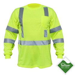 Utility Pro Wear UHV401-Lime Class 3 Long Sleeve T Shirt with Pocket - Lime UHV401-Lime