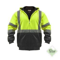 Class 3 Hooded Softshell Jacket -Lime with Black Bottom UHV425-LimeBlack