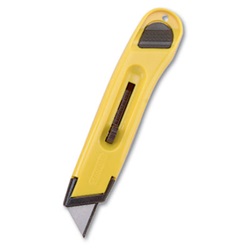 Plastic Light-Duty Utility Knife w/Retractable Blade, Yellow US-BOS10065