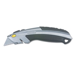 Curved Quick-Change Utility Knife, Stainless Steel Retractable Blade, 3 Blades US-BOS10788