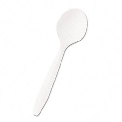 Mediumweight Polypropylene Cutlery, Soup Spoon, White, 1000/Carton US-BWKYFWSSW