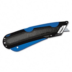 Easycut Cutter Knife w/Self-Retracting Safety-Tipped Blade, Black/Blue US-COS091508