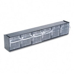 Tilt Bin Plastic Storage System w/6 Bins, 23 5/8 x 3 5/8 x 4 1/2, Black US-DEF20604OP