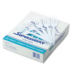 Plastic Tableware, Heavyweight Forks, White, 100/Box US-DXEFH207