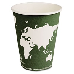 Paper Hot Cups w/Compostable PLA Plastic 12oz Steel BE World Design, 1000/Carton US-ECOEPBHC12WA
