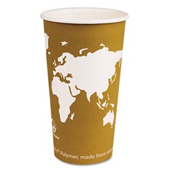 Paper Hot Cups, w/Compostable PLA Plastic, 20 oz, Tan World Design, 1000/Carton US-ECOEPBHC20WA