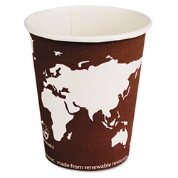 Paper Hot Cups, w/Compostable PLA Plastic, 8 oz, Plum World Design, 1000/Carton US-ECOEPBHC8WA