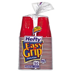 Easy Grip Disposable Plastic Party Cups, 9 oz, Red, 50/Pack US-PCTC20950