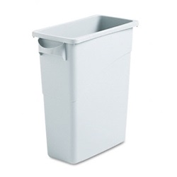 Slim Jim Waste Container w/Handles, Rectangular, Plastic, 15 7/8 gal, Light Gray US-RCP354100GY