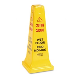 Four-Sided Caution, Wet Floor Safety Cone, 10-1/2w x 10-1/2d x 25-5/8h, Yellow US-RCP627777
