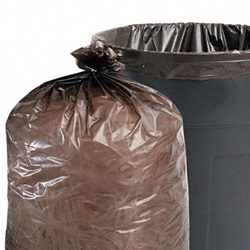 Total Recycled Content Trash Bags, 60 gal, 1.5mil, 38 x 60, Brown, 100/Carton US-STOT3860B15