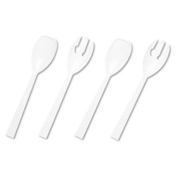 Table Set Plastic Serving Forks & Spoons, White, 2/Pack, 12 Packs/Box US-TBLW95PK4