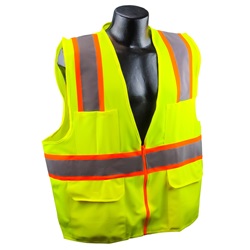 Full Source US2LN16 ANSI Class 2 Solid Surveyor Safety Vest - Yellow/Lime US2LN16