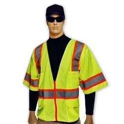 Full Source US2LN32 ANSI Class 2 Solid Short Sleeve Safety Vest - Yellow/Lime US2LN32