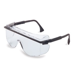 Uvex Astro OTG 3001 Safety Glasses - Black Frame - Clear Anti-Fog Lens UVEX-S2500C