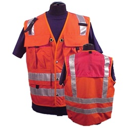 USA Made -Tear and Abrasion Surveyor Safety Vest - ANSI Class 2 - Orange V-9126