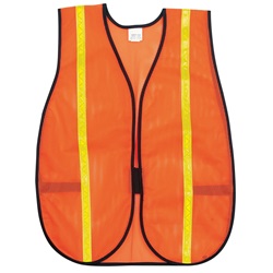 River City V211R Non ANSI 3/4" Lime Reflective Stripes Mesh Safety Vest - Orange V211R