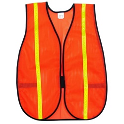 MCR Safety Orange Vest with Thin Reflective Stripe V211R
