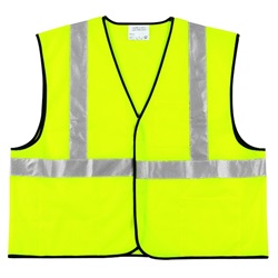 MCR Safety Lime Solid Polyester Vest with 3 Pockets VCL2SL