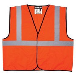 MCR Safety Class 2 Safety Vest - Poly Solid - Hook and Loop - Orange VCL2SO
