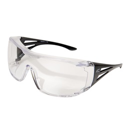 Ossa - Fit Over Glass - Safety Glasses Clear-Black Frame Large Clear Lenses XF111-L