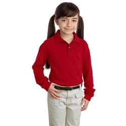 Port Authority Y320 Youth Long Sleeve Pique Knit Polo - Red Y320-Red