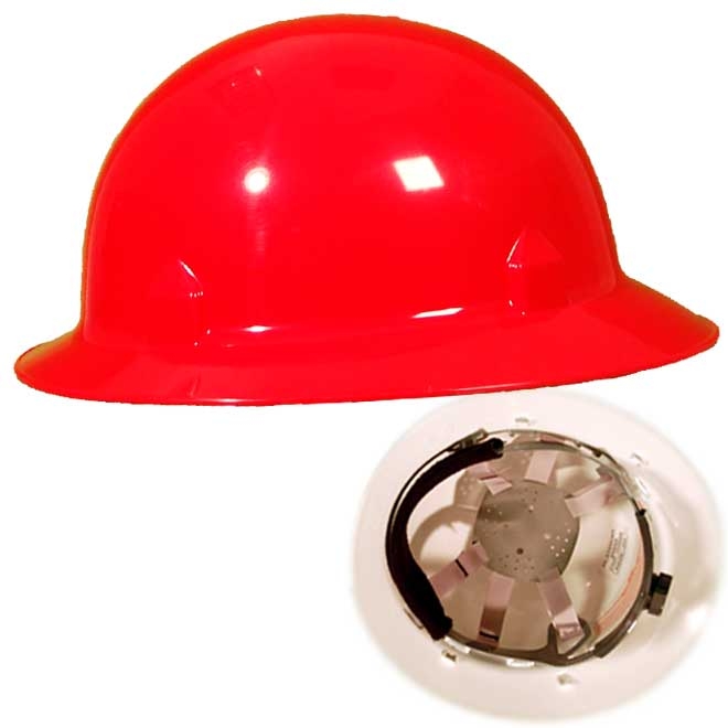 Jackson 20702 Blockhead Full Brim Hard Hat Ratchet Suspension Red