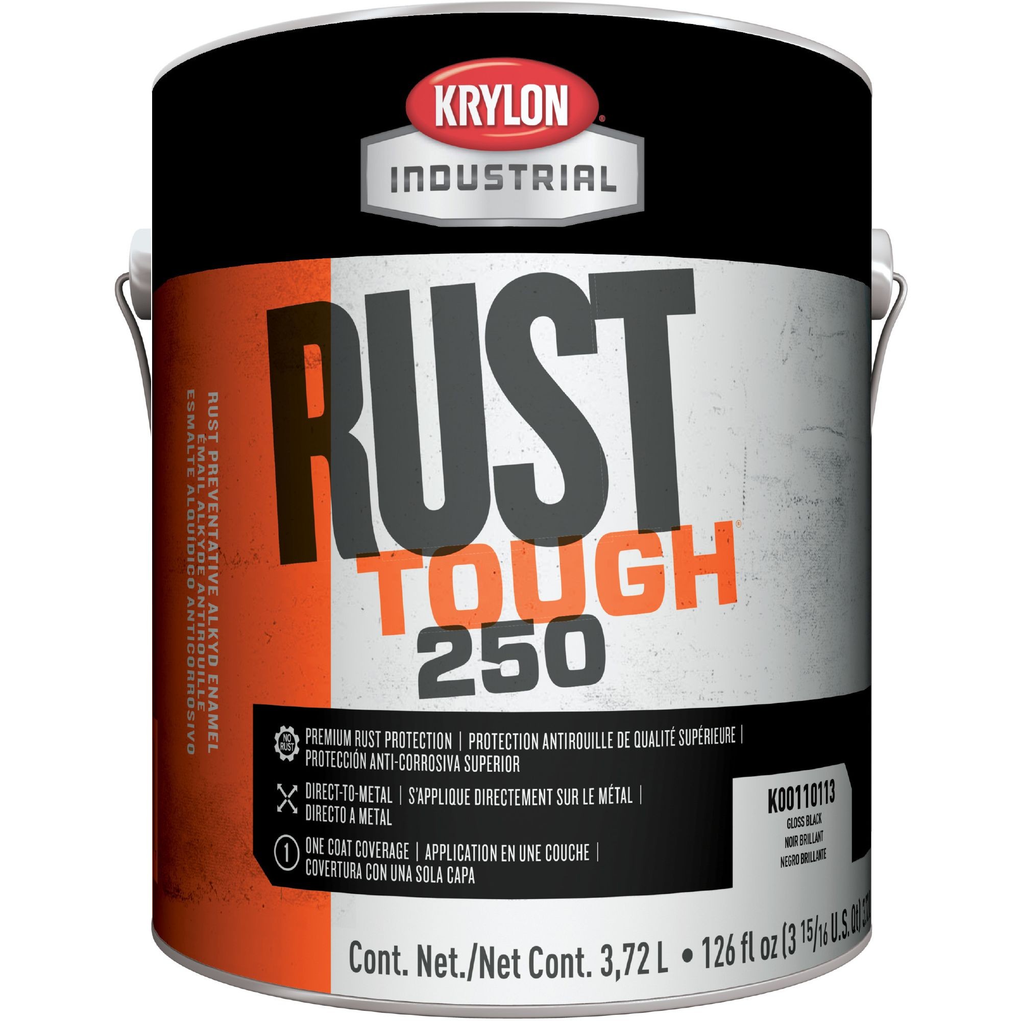 Krylon K0011011316 Rust Tough 250 Acrylic Alkyd Enamel Gloss Black