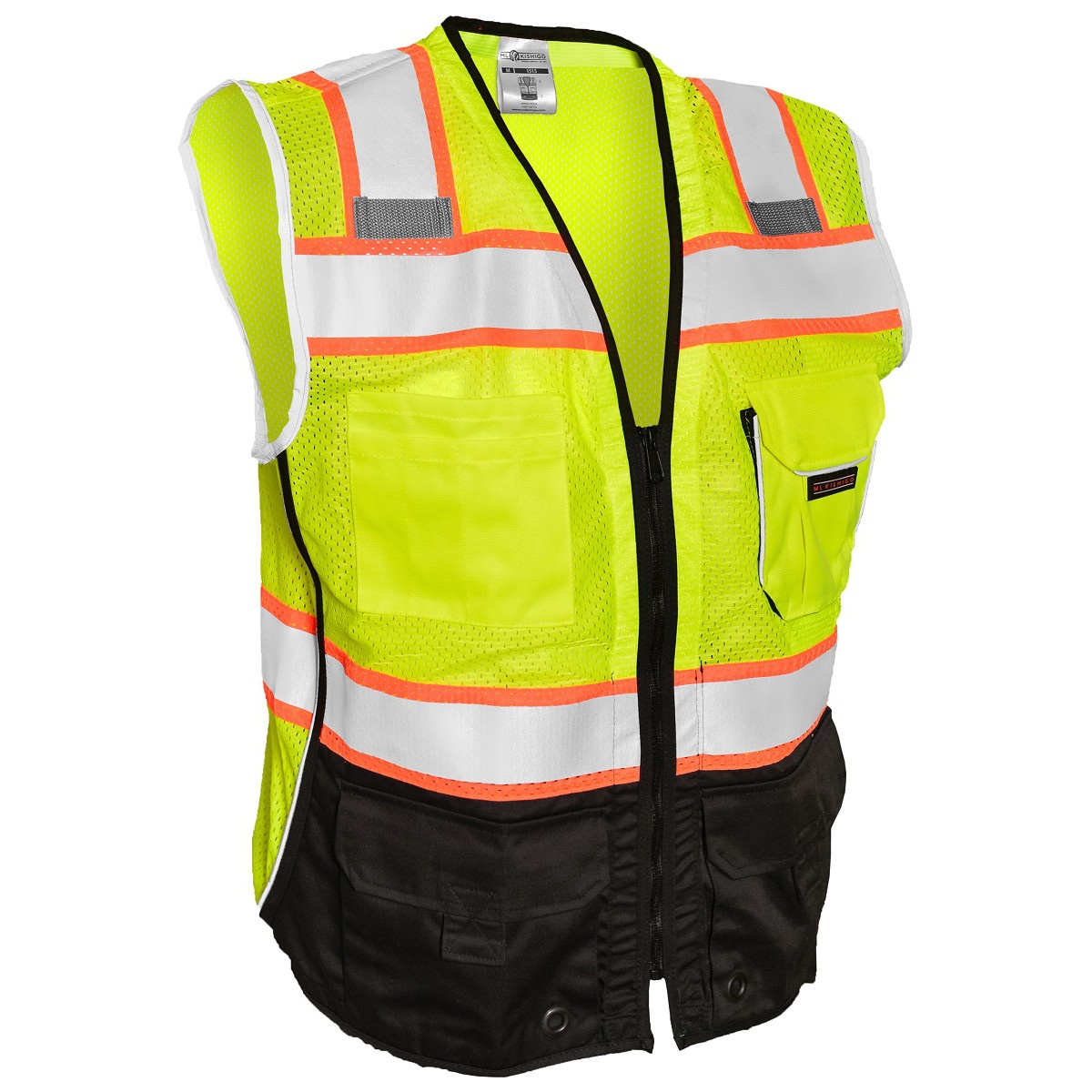 ML Kishigo 1515 Black Series Black Bottom Safety Vest Yellow/Lime