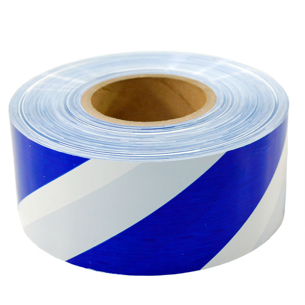 Barricade Tape White with Blue Stripes 3 Mil Thick 3 inches x 1000