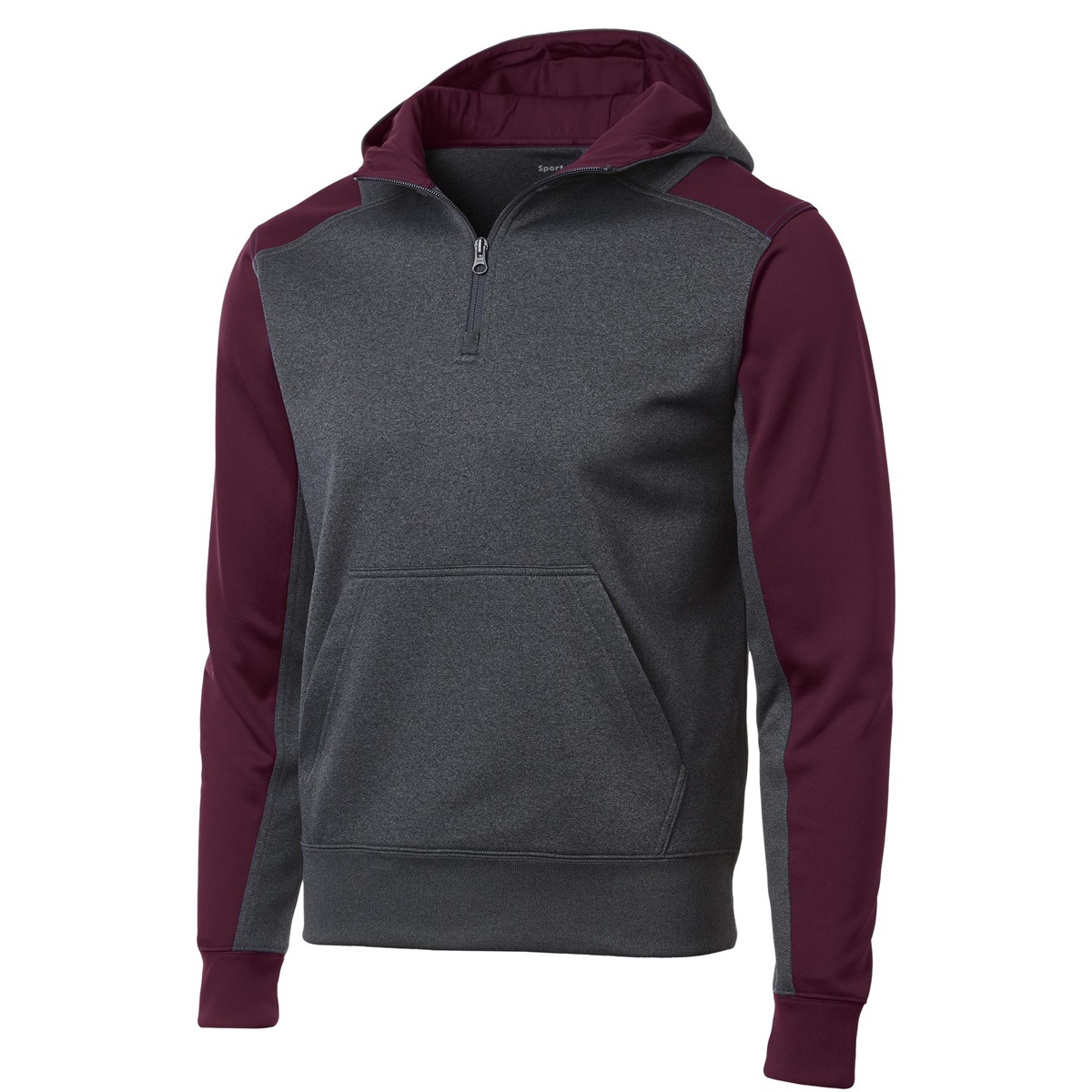 SportTek ST249 Colorblock Tech Fleece 1/4Zip Hooded Sweatshirt